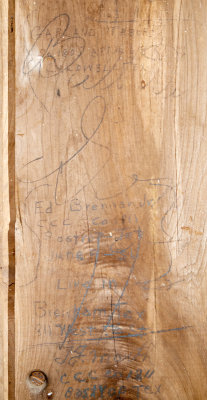 Graffiti written on back of door by CCC boys