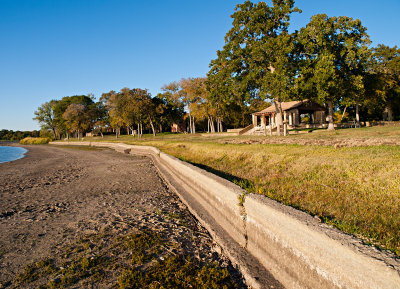 Retaing wall and Picnic Shelter while lake was lowered