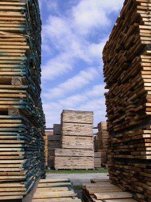 Lumber yard at furniture factory in High Point, NC