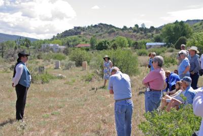 Jim Hill during Victorian Aid Society Tour of Animas Cemetery