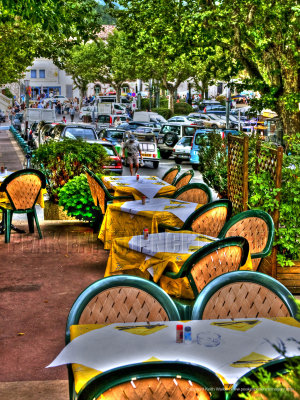 Cafe Seating - Village high  in the Alpes Maritimes -  Provence -  France - 36x48.jpg