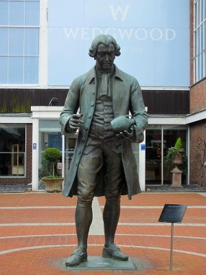 Josiah Wedgwood statue outside the Wedgwood Museum, near Stoke-on-Trent