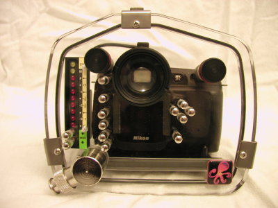 Rear view of a back wall with Nikon mounted