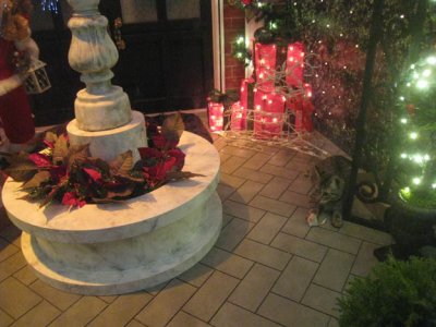 etail of christmas Macy's window - faux marble fountain and floor