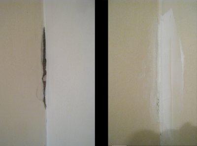 bathroom wall cracks, detail