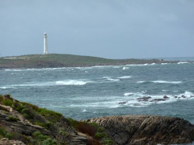 Cape Leeuwin Indian Ocean to the right of the sign