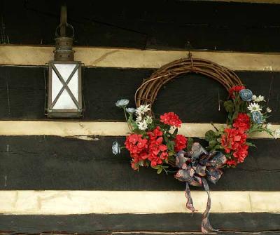lamp and wreath