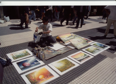 Artist in Argentina selling his works