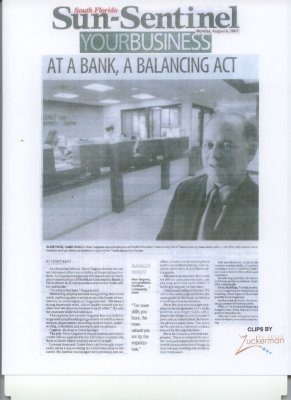 Sun Sentinel article on Marc Gagnon as Banker