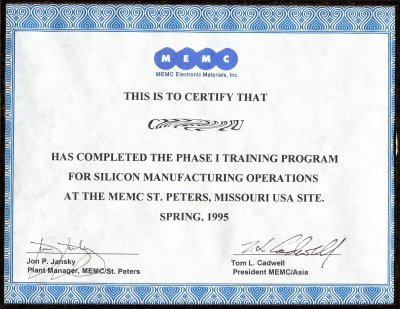 Certificate by STP/MEMC