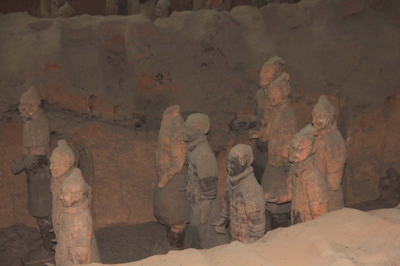 The soldiers are posed as though they are ready for battle at any moment.