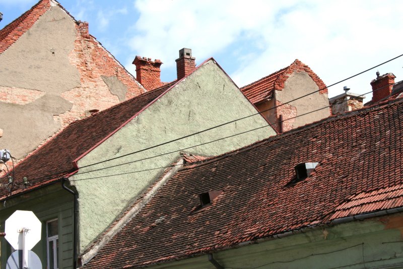 Typical tiled roofs in Brasov.