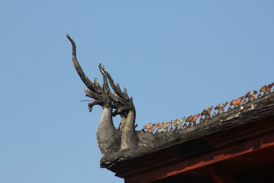 Close-up of one of the naga gargoyles.
