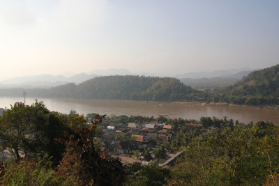 View of the Mekong River from another direction on top Phu Si Hill.