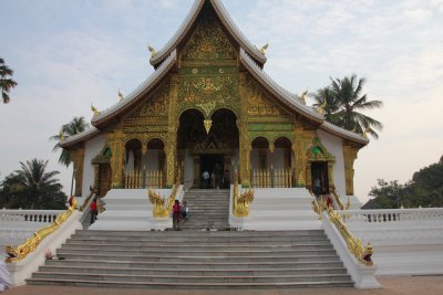 Front façade of the Buddhist Temple at Haw Kham (Royal Palace) complex.