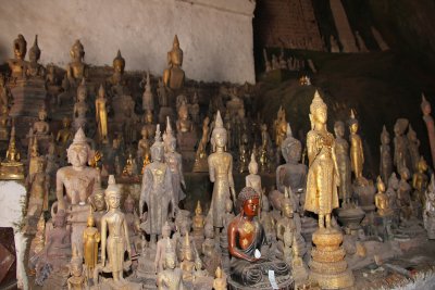 The lower part of the cave is called Tham Ting where there are at least 2,500 Buddha statues.