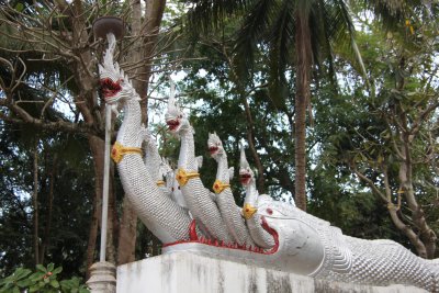 Close-up of the naga banister.