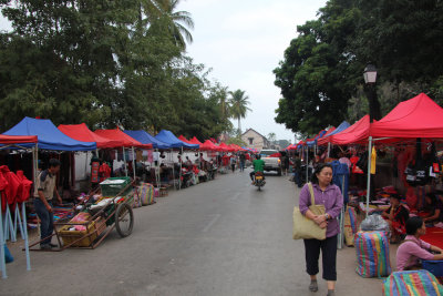 The night market was just starting on Th Sisavangvong (street). It is huge and goes on late and for many blocks.