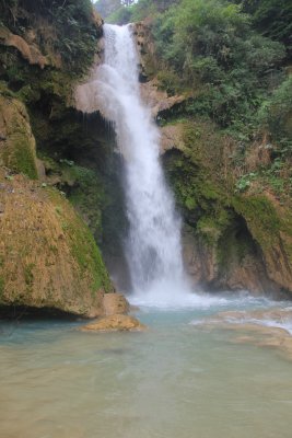 A lower view of the Kuangsi Waterfalls.