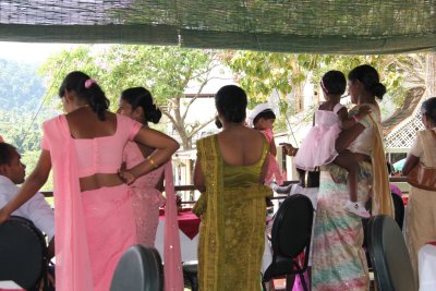 Beautiful Sri Lankan women who were dressed up for the wedding.