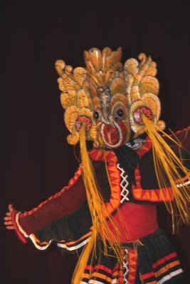 It is a southern Sri Lanka mask dance with raksha, or devil masks.