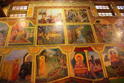 Paintings depicting the life of Buddha in the Gangaramaya Temple.