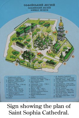 Sign showing the plan of Saint Sophia Cathedral.