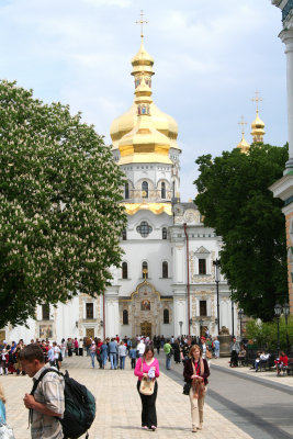 Upper Lavra yard as you enter through the Holy Gate of the Pechersk Lavra Monastery.