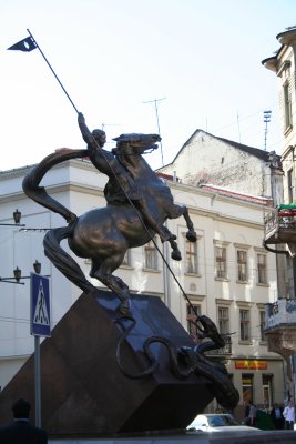 George Triumphant Killing a Snake in front of the Ministry of Internal Affairs.