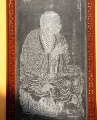 Interesting etched artwork on metal at the Jade Buddha Temple.