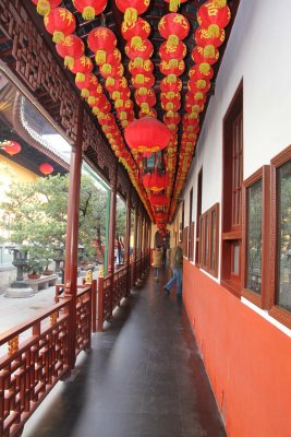 Outer passageway with Chinese lanterns at the eastern end of the temple.