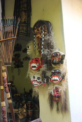 Balinese masks for sale at the Sacred Monkey Forest Sanctuary.