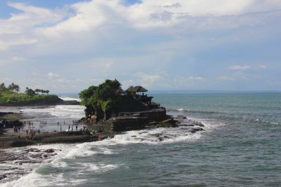 View of Tanah Lot temple from Pura Batu Balong temple.