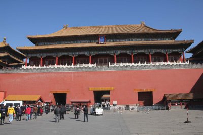 View from inside the Forbidden City looking south at the Meridian Gate.