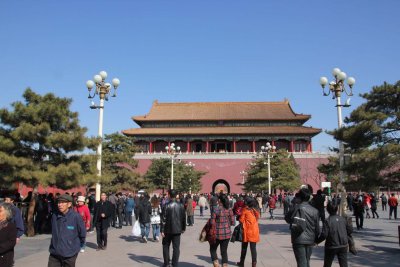 After exiting the Meridian Gate, this pathway leads to Tian'anmen Square.