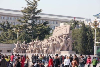 Revolutionary workers statue which stands in front of Maos mausoleum in Tiananmen Square.