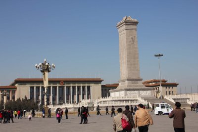The words of Chairman Mao are inscribed into the monument reading Eternal Glory to the People's Heroes.
