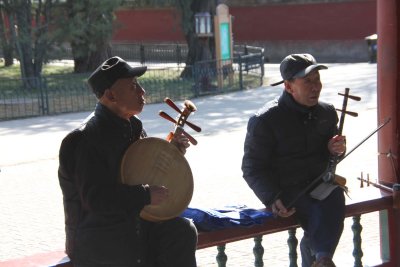 Two more musicians were playing in hopes of getting tips from the tourists.