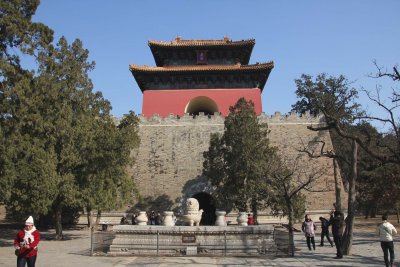 Great Red Gate (Dahongmen) memorial archway was constructed in 1540. It leads to a 7-kilometer road named the Sacred Way.