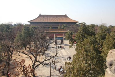 View looking down with the Ling'en Gate in the distance.