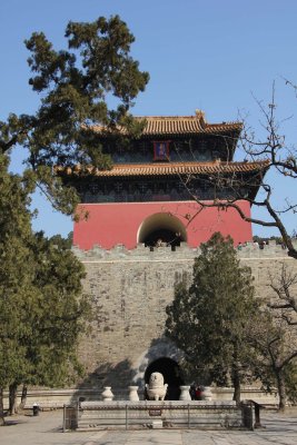 The Sacred Way leads to the imperial tombs.  The Great Red Gate to the Sacred Way is the outermost gate of the mortuary complex.