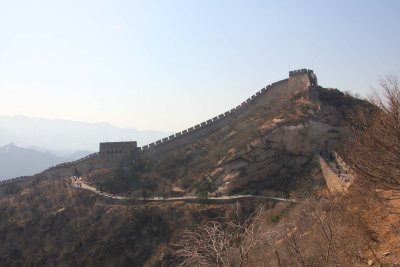 View of the Great Wall.  It was hazy the day that I went there.