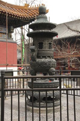 A magnificent metal urn at the Lama Temple.