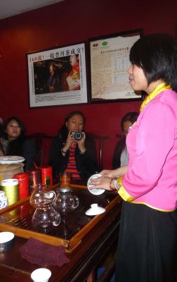 This young lady described  types of Chinese teas and gave us instructions on tea making. We got to sample many types of tea.