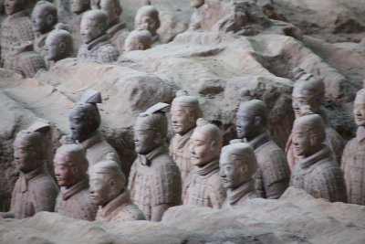 Close-up of the warriors in Pit No. 1.  All of the faces are different.