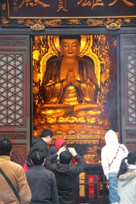Buddha image as seen from the outside looking in.