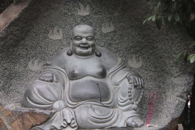Close-up of the happy Buddha.