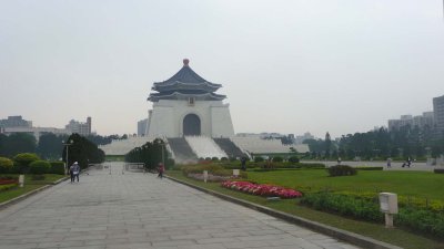 View of the Chiang Kai-shek Memorial Hall at the east end of Liberty Square.