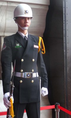 One of the two remaining guards after the ceremony was completed.
