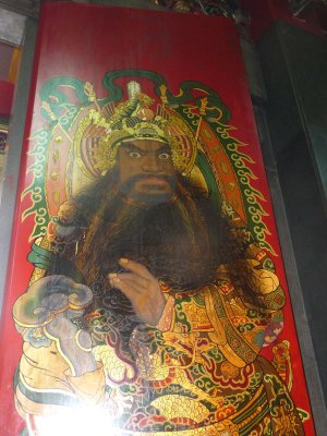 A regal painting in the temple of (perhaps) an ancient king.